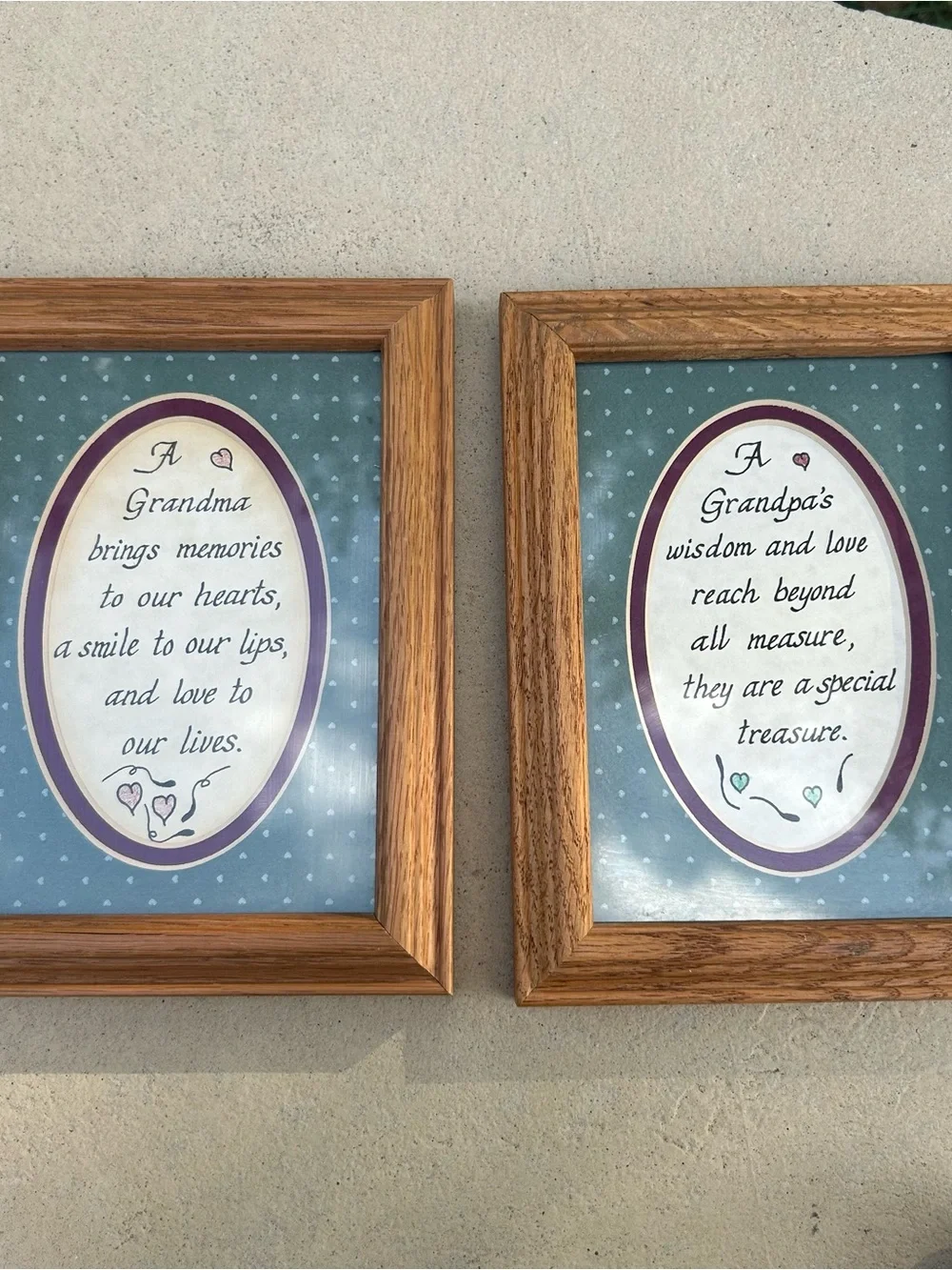 Set of 2 Cottage Core Grandma and Grandpa Framed Poem Set